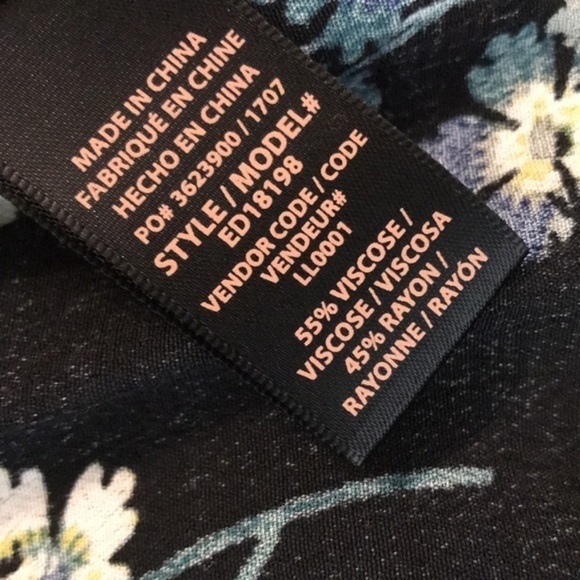 Ella Moss Black Floral Bell Sleeve Dress XS - Picture 4 of 5